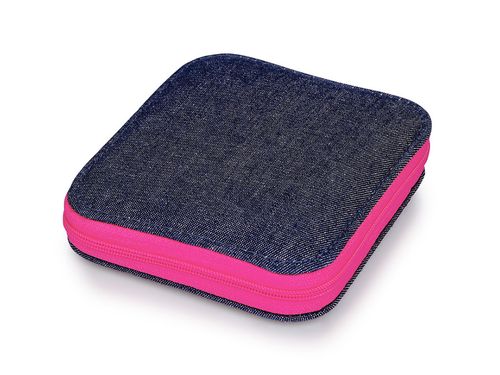 Reise sysett denim rosa glidelås