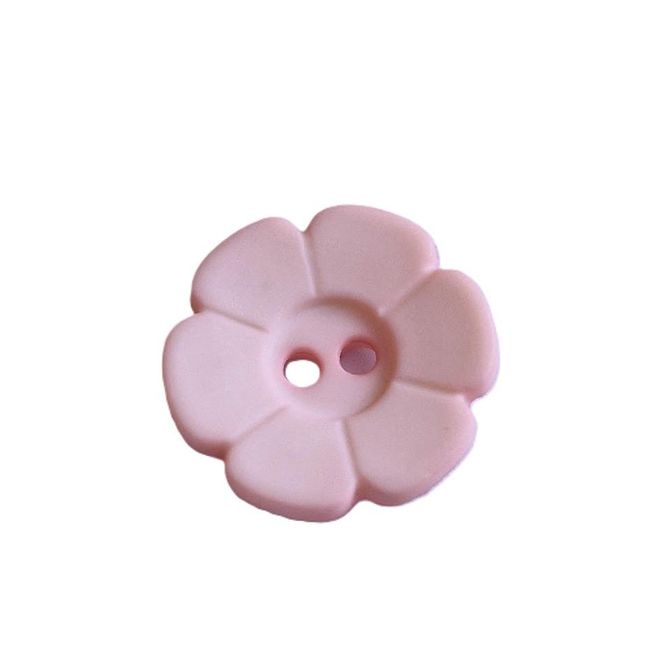 Hovedbilde Knapp lys rosa blomst 2 hull 15 mm