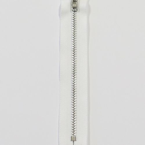 YKK ikke delbar aluminium 4 mm hvit 10 cm