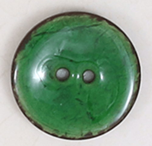 Knapp av kokosnøtt 2 hulls malt blank grønn 44 mm