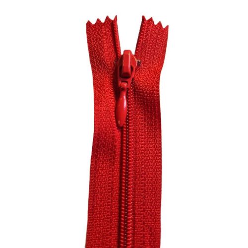 Kjolelås 4 mm spiral nylon ikke delbar rød 25 cm
