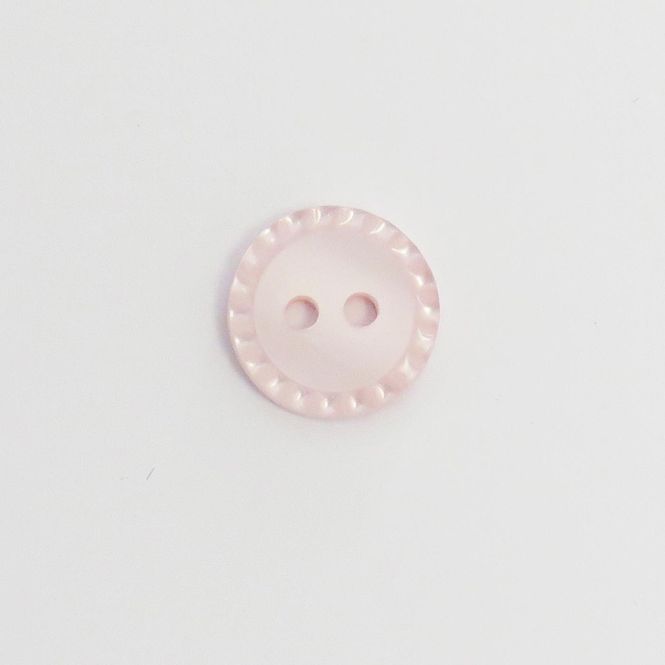 Hovedbilde Knapp 2 hull lyse rosa med perlebord 12 mm