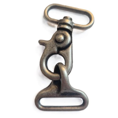 Karabinkrok antikk sølv metall 65 mm
