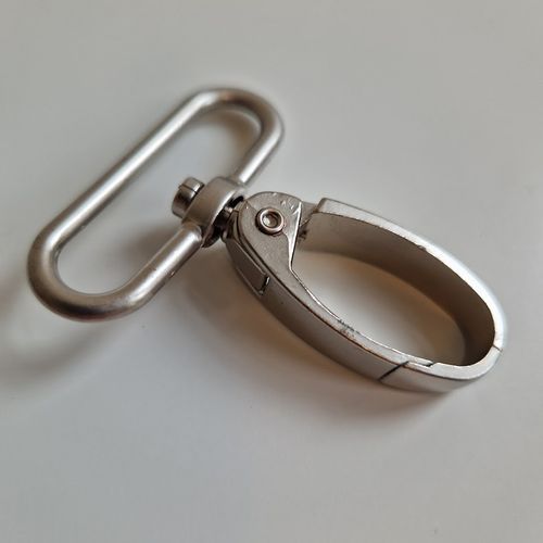 Karabinkrok matt sølv metall 40 mm