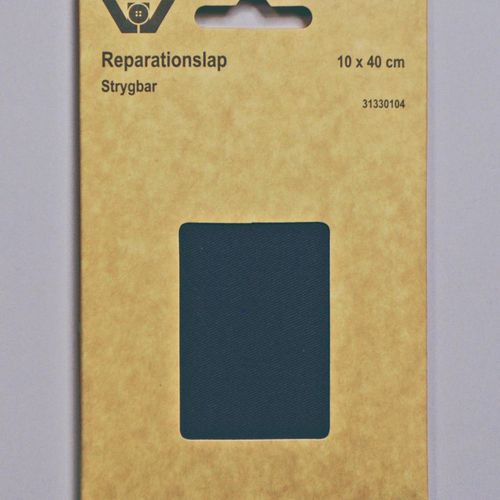 Strykbar reparasjonslapp polyester bomull marine blå 10x40 cm