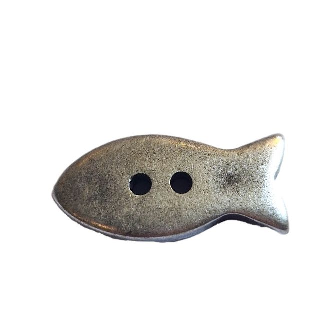Hovedbilde Knapp antikk sølv fisk 24 mm