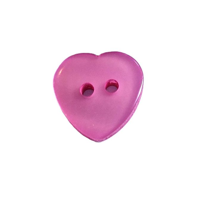 Hovedbilde Knapp 2 hull cerise rosa hjerte 13 mm