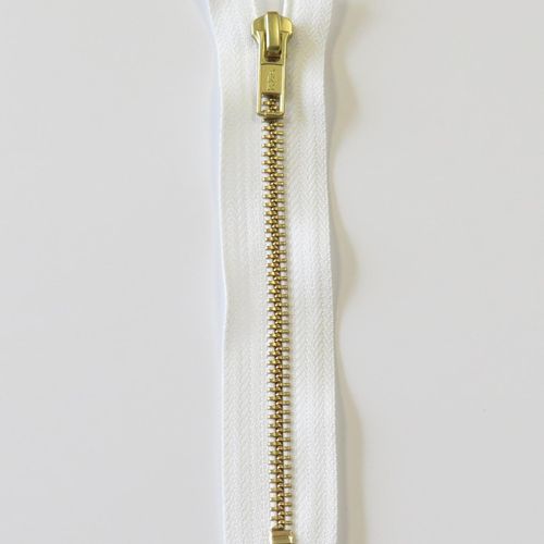 YKK 6 mm ikke delbar messing hvit 12 cm