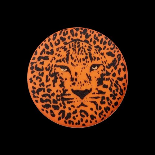 Polyesterknapp øyeknapp leopard oransje 25 mm