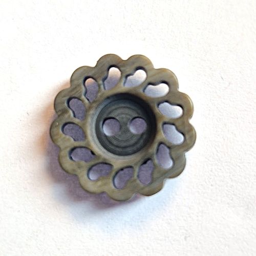 Knapp 2 hull rosett blå grå 18 mm